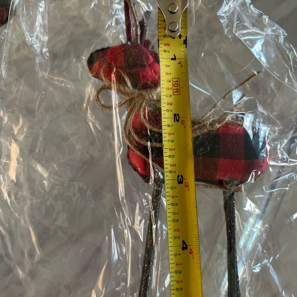 3 RED AND BLK BUFFALO PLAIN MINI DEER XMAS ORNAMENTS NEW - Picture 5 of 8